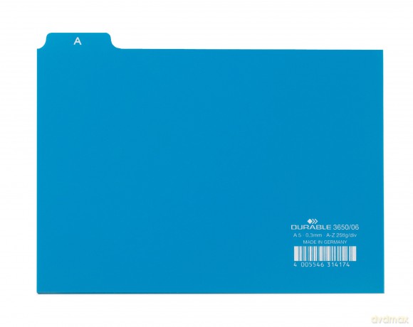 Durable: Leitreg.PVC blau A-Z 25tlg. A5