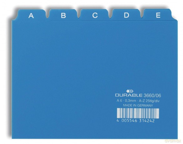 Durable: Leitreg.PVC blau A-Z 25-tlg.A6