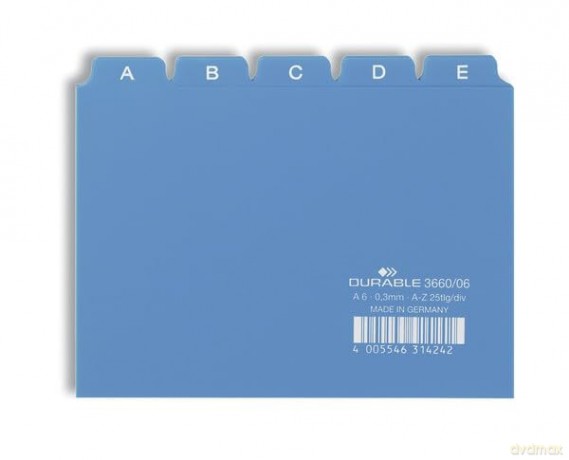 Durable: Leitreg.PVC blau A-Z 25-tlg.A6