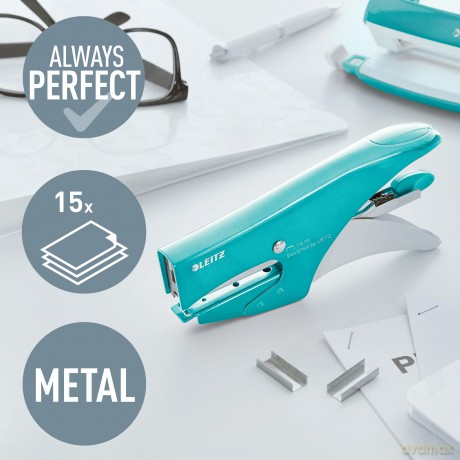 Leitz: LEITZ Heftzange 5531 WOW eisblau-metalli