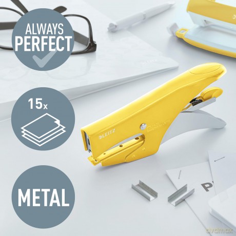 Leitz: LEITZ Heftzange 5531 WOW gelb-metallic