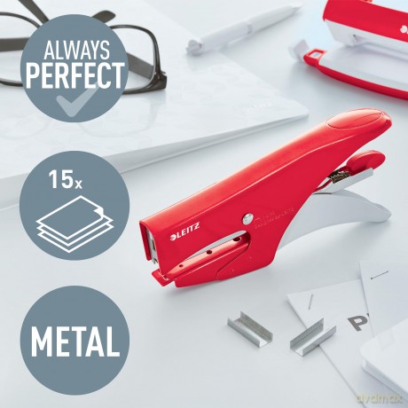 Leitz: LEITZ Heftzange 5531 WOW rot-metallic