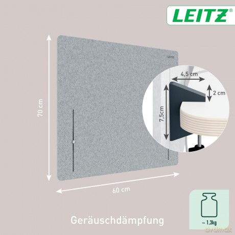Leitz: LEITZ Tischtrennwand 61220085, hellgrau