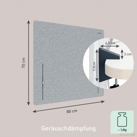 Leitz: LEITZ Tischtrennwand 61230085, hellgrau