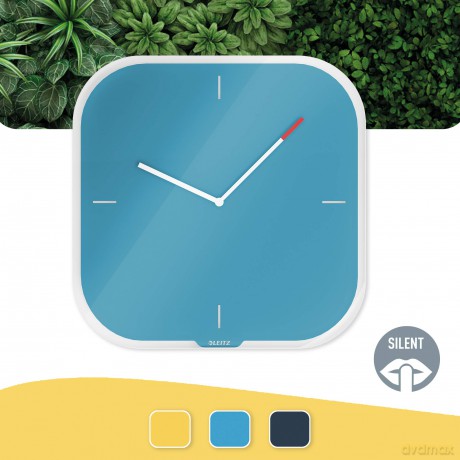 LEITZ Wanduhr Cosy blau Sicherheitsglas
