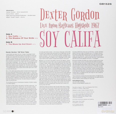 Dexter Gordon: Soy Califa: Live From Magleaas Hojskole 1967 [Winyl]