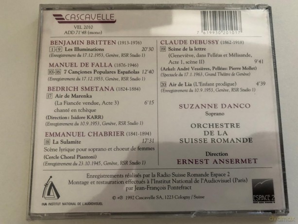 Danco,Suzanne/Ansermet/Orch.Suisse Romande: Les Illuminations/La Sulamite/ua. [CD]
