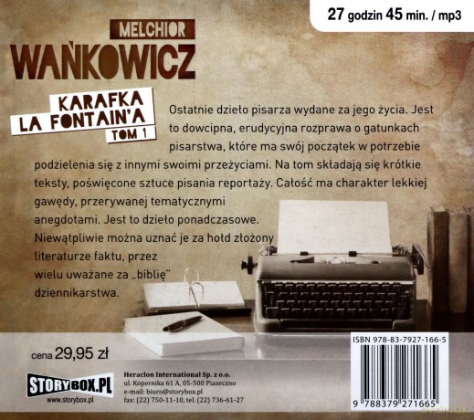 Karafka la Fontaine'a - Melchior Wańkowicz [AUDIOBOOK] [CD-MP3]