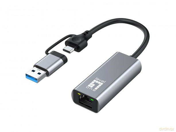 LevelOne Adapter USB-C + USB-A -> RJ45 1
