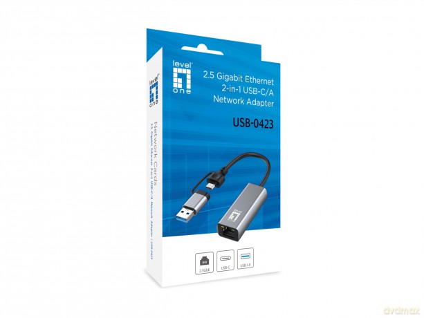 LevelOne Adapter USB-C + USB-A -> RJ45 1