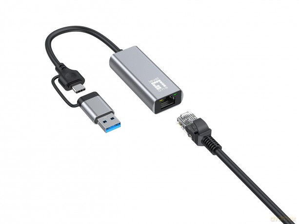 LevelOne Adapter USB-C + USB-A -> RJ45 1