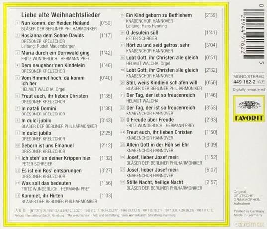 Prey/Schreier/Wunderlich/+: Liebe Alte Weihnachtslieder [CD]