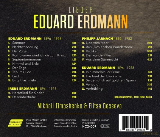 Erdmann Eduard: Lieder [CD]