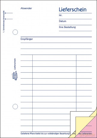 Lieferschein M.Empf.A6,3x40Bla
