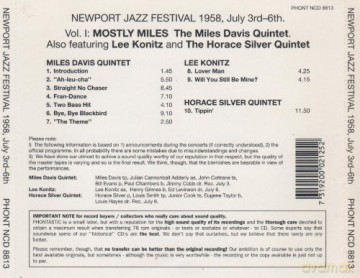 The Miles Davis Quintet: Mostly Miles - Newport Jazz Festival 1958 July 3rd-6th [CD]