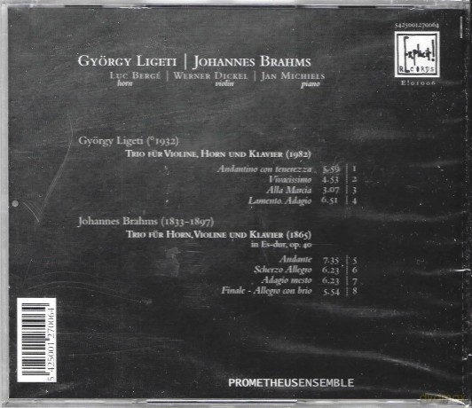 Luc Berge - Werner Dickel - Jan Michiels: Ligeti Brahms Horntriios [CD]