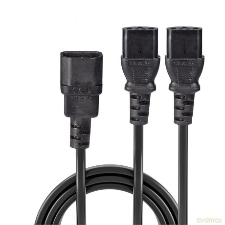 LINDY IEC-Netzkabel C14 an 2x IEC C13 1m