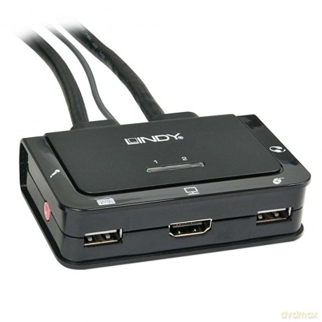 LINDY KVM Switch Compact 2 Port HDMI USB