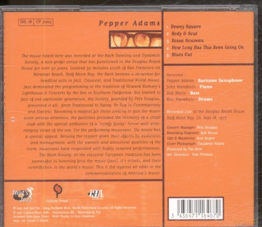Pepper Adams: Live [CD]