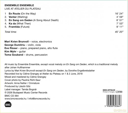 Ensemble Ensemble: Live At Atelier Du Plateau [CD]