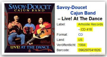 Savoy Doucet Cajun Band: Live At The Dance [CD]