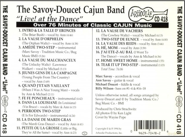 Savoy Doucet Cajun Band: Live At The Dance [CD]