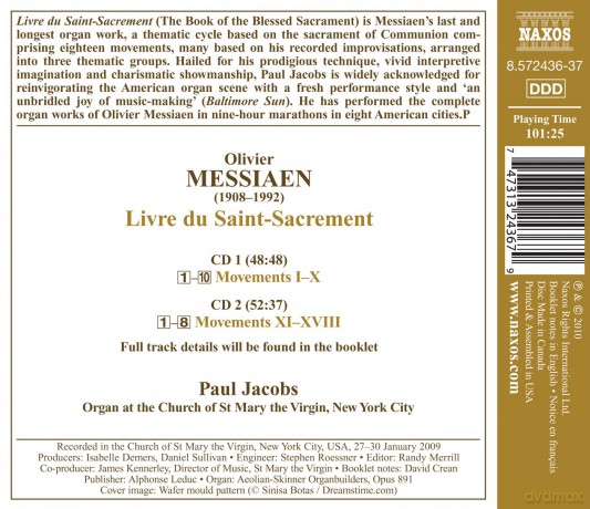 Jacobs,Paul: Livre Du Saint-Sacrement [2CD]