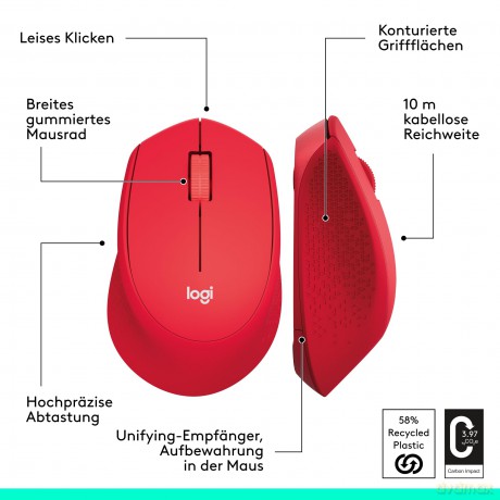 Logi SilentPlus MausM330 red