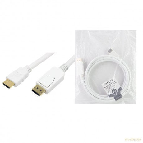 LogiLink Display Port to HDMI cable, whi