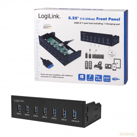 LogiLink USB HUB 3.0, 7-Port, 5,25" inte