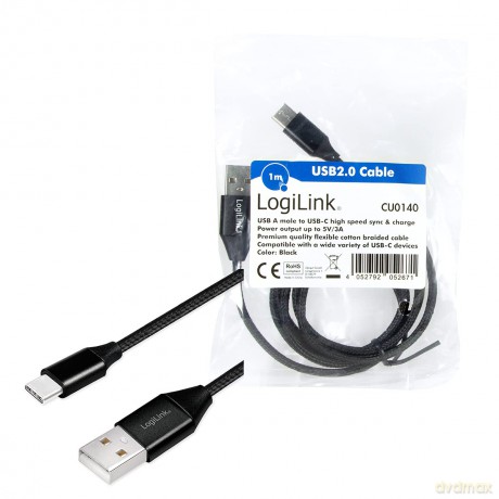 Logilink USB-Stecker USB 2.0 zu USB-C 1,
