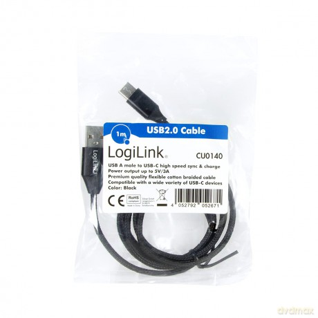 Logilink USB-Stecker USB 2.0 zu USB-C 1,