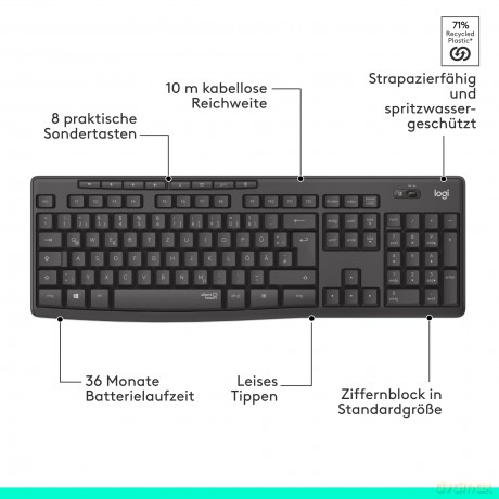 Logitech MK295 Silent wireless Combo Bla