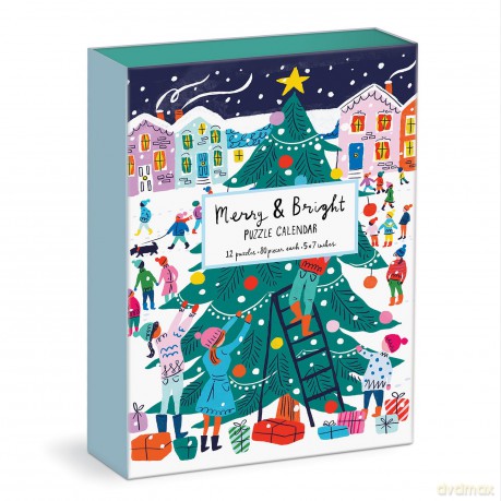 Louise Cunningham Merry and Bright 12 Days of Christmas Advent Puzzle [KSIĄŻKA]