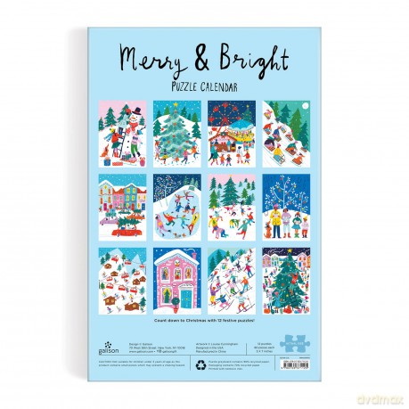 Louise Cunningham Merry and Bright 12 Days of Christmas Advent Puzzle [KSIĄŻKA]