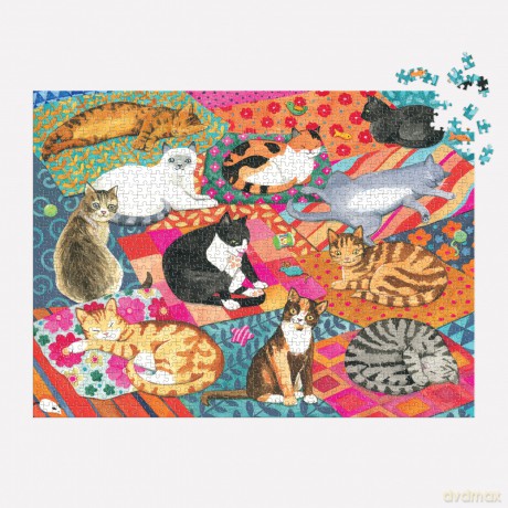 Lounging Cats 1000 Piece Puzzle [KSIĄŻKA]