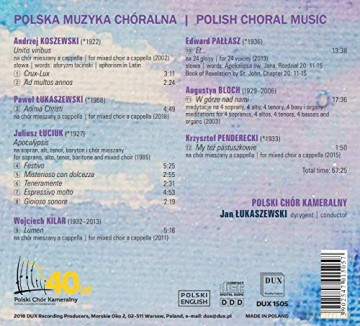 Polish Chamber Choir - Lukaszewski Jan: Luciuk, Kilar, Penderecki, Bloch, Koszew [CD]
