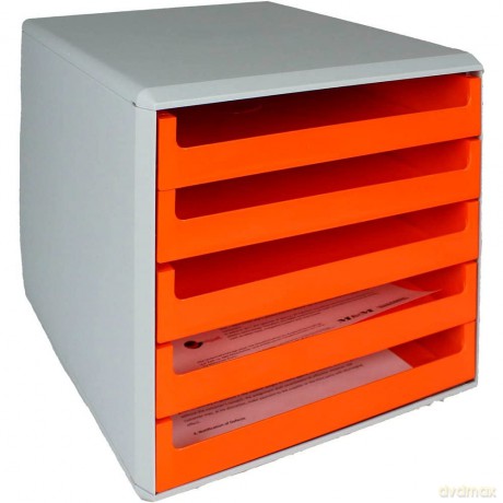 M&M Schubladenbox orange DIN A4 mit 5 S