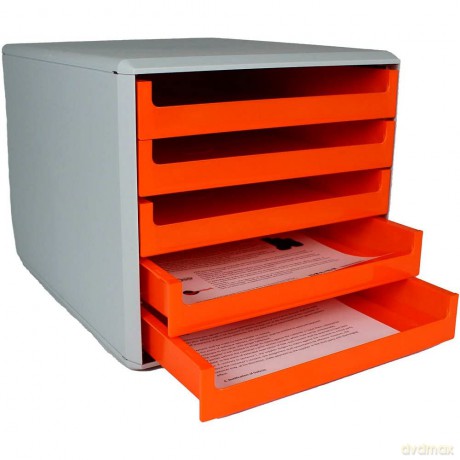 M&M Schubladenbox orange DIN A4 mit 5 S
