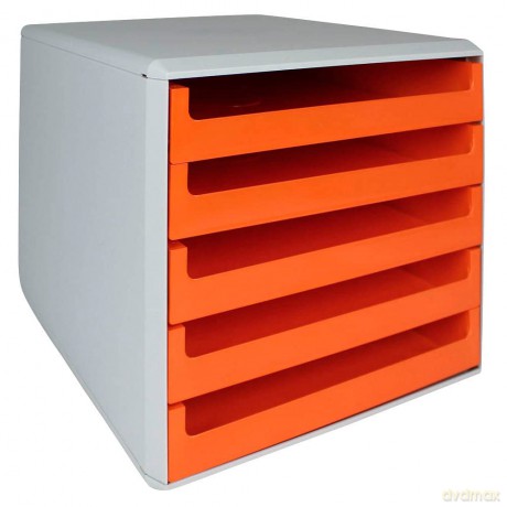 M&M Schubladenbox orange DIN A4 mit 5 S