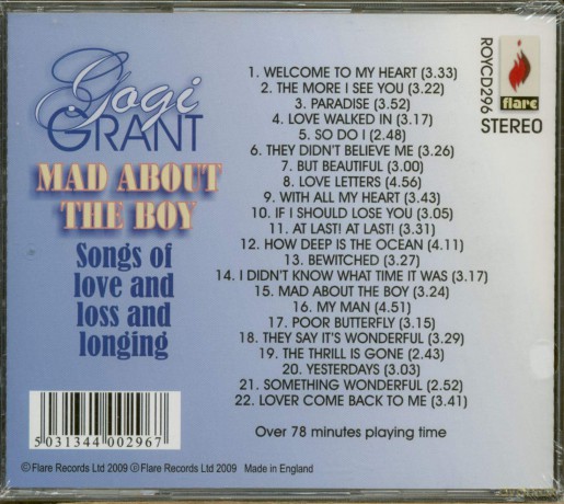 Gogi Grant: Mad About The Boy [CD]