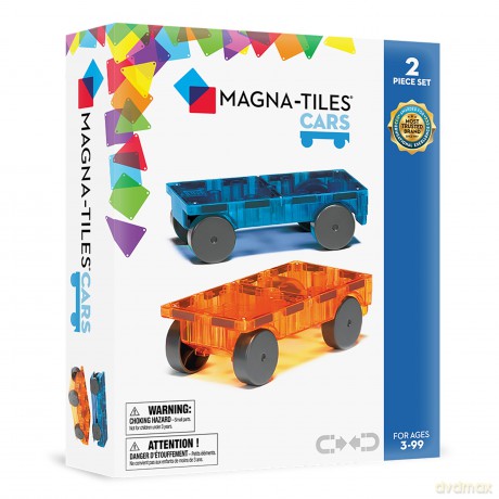 Magnatiles - Uitbreidingsset - 2 Auto-onderstellen - Blauw/Oranje