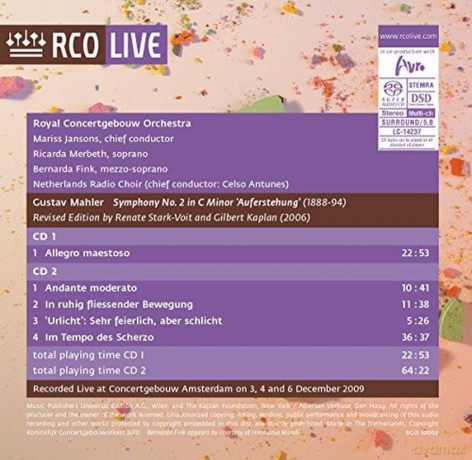 Royal Concertgebouw Orchestra: Mahler - Symphony No. 2 - Auferstehung (Pal) [3CD]