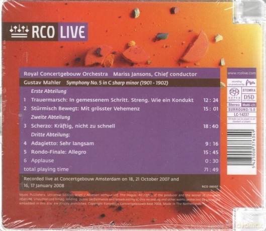 Royal Concertgebouw Orchestra: Mahler Symphony No. 5 [CD]