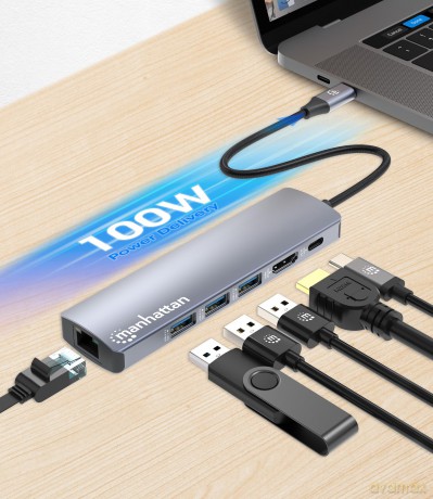 MANHATTAN 6-in-1 4K USB-C Dockingstation
