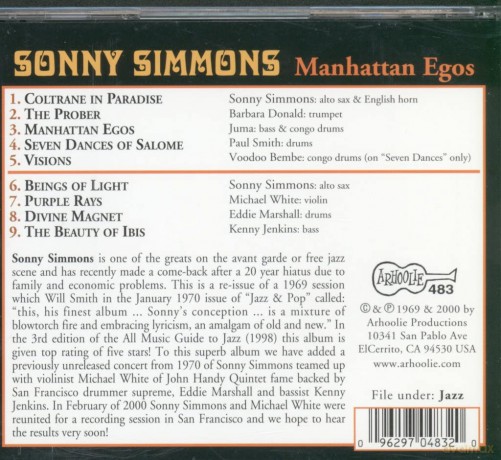 Simmons,Sonny: Manhattan Egos [CD]