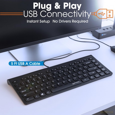 MANHATTAN Slim USB Mini-Tastatur 1.5m Ka