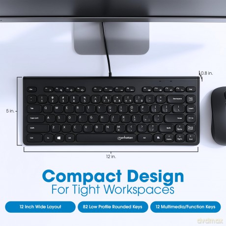 MANHATTAN Slim USB Mini-Tastatur 1.5m Ka
