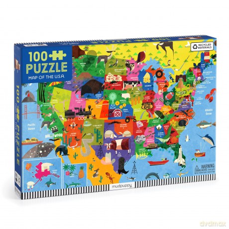Map of the U.S.A. 100 Piece Puzzle [KSIĄŻKA]