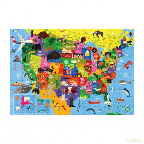 Map of the U.S.A. 100 Piece Puzzle [KSIĄŻKA]